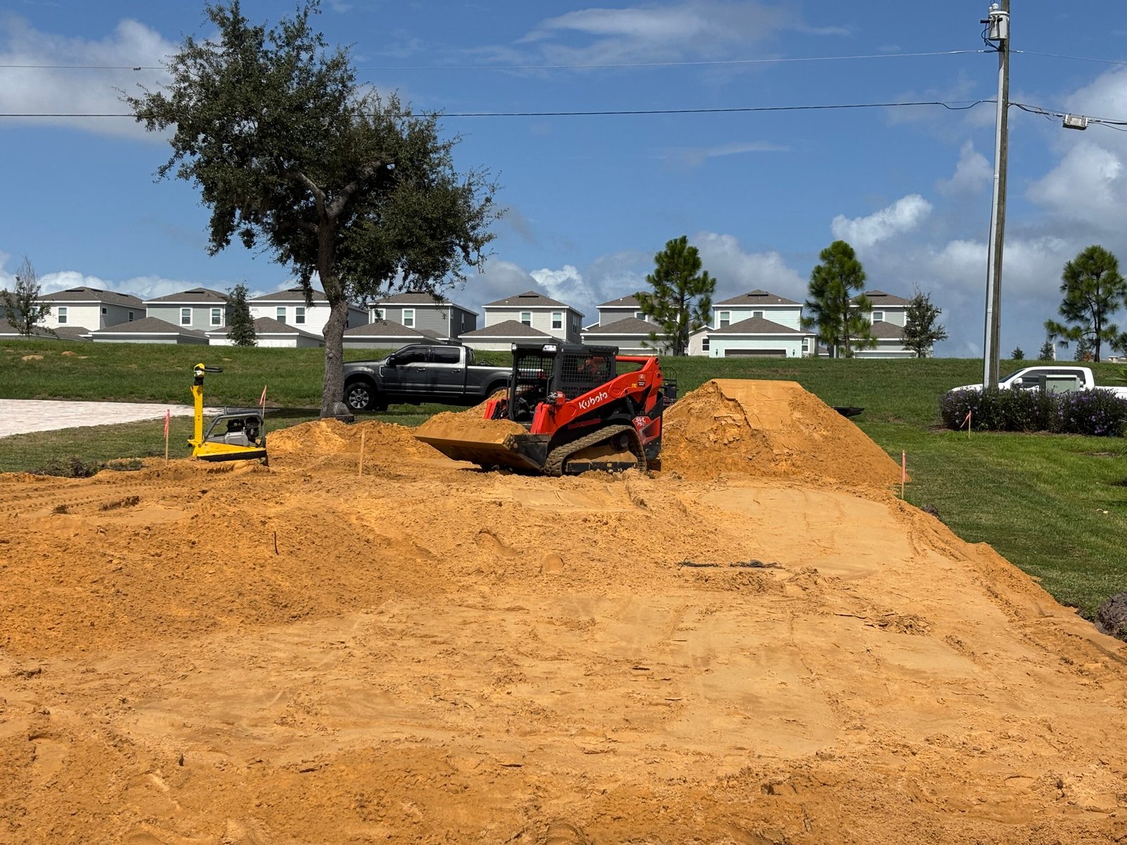 House pad grading and site preparation for new home construction in Orange County Florida