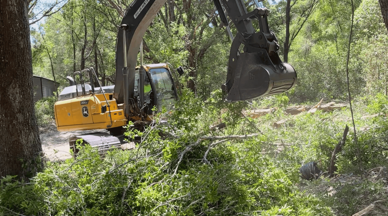Land clearing for 50 by 350 foot driveway removing trees and brush near Leesburg Florida in Lake County